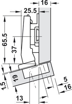 Nábytkový závěs 15°, Blum Clip Top Blumotion 95°