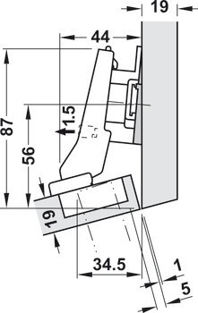Nábytkový závěs 20°, Blum Clip Top Blumotion 95°