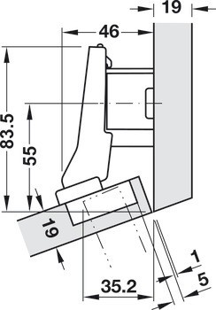 Nábytkový závěs 20°, Blum Clip Top Blumotion 95°
