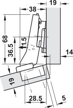 Nábytkový závěs 20°, Blum Clip Top Blumotion 95°