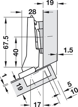 Nábytkový závěs 20°, Blum Clip Top Blumotion 95°