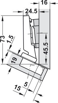 Nábytkový závěs -30°, Blum Clip Top Blumotion 110°