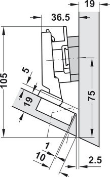Nábytkový závěs -30°, Blum Clip Top Blumotion 110°