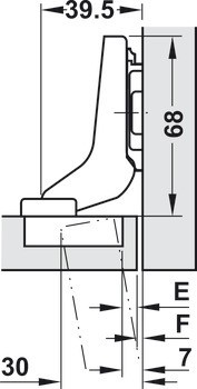 Nábytkový závěs, Blum Clip Top 110°, vložená montáž, včetně nebo bez automatické zavírací pružiny