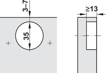 Nábytkový závěs, Blum Clip Top Blumotion 110°, vložená montáž