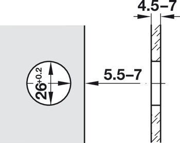 Nábytkový závěs, Clip Top 94°, polonaložená montáž/oboustranná montáž, pro skleněné dveře