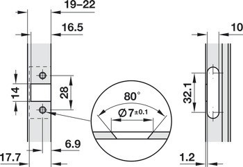 Nábytkový závěs, Clip Top 95°, polonaložená montáž/oboustranná montáž, k přišroubování