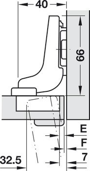 Nábytkový závěs, Clip Top 95°, vložená montáž, včetně nebo bez automatické zavírací pružiny