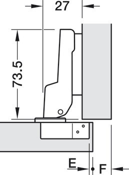Nábytkový závěs, Häfele Metalla 110 SM 105°, polonaložená montáž/oboustranná montáž
