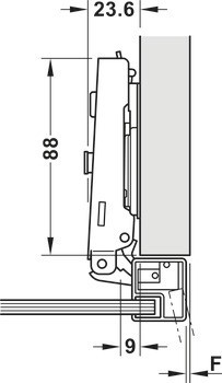 Nábytkový závěs, Häfele Metalla 310 A/SM 110°, plně naložená montáž