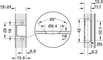 Nábytkový závěs, Häfele Metalla 310 A/SM 110°, polonaložená montáž/oboustranná montáž