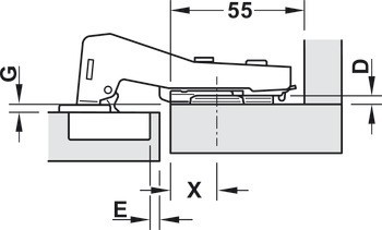 Nábytkový závěs, Häfele Metalla 310 A/SM 90°, pro dřevěné dveře