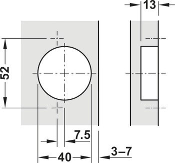 Nábytkový závěs, Häfele Metalla 310 A/SM 95°, polonaložená montáž/oboustranná montáž