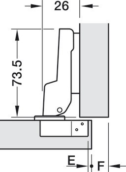 Nábytkový závěs, Häfele Metalla 310 SM 110°, polonaložená montáž/oboustranná montáž