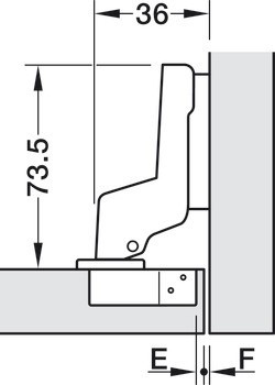 Nábytkový závěs, Häfele Metalla 310 SM 110°, vložená montáž