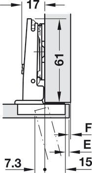 Nábytkový závěs, Häfele Metalla 510 A/SM 105°, pro tenké dřevěné dveře od 10 mm, plně naložená montáž