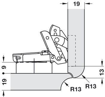 Nábytkový závěs, Häfele Metalla 510 A/SM 105°, vložená montáž