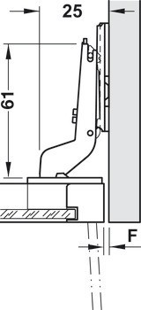 Nábytkový závěs, Häfele Metalla 510 A/SM 105°, vložená montáž