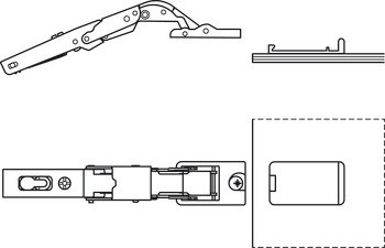 Nábytkový závěs, Häfele Metalla 510 A/SM 110°, plně naložená montáž, pro skleněné a zrcadlové dveře