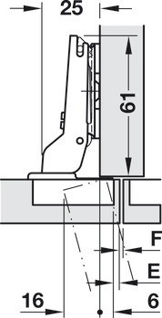 Nábytkový závěs, Häfele Metalla 510 A/SM 110°, polonaložená montáž/oboustranná montáž
