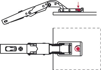 Nábytkový závěs, Häfele Metalla 510 A/SM 110°/Push 110°, plně naložená montáž, pro speciální materiály