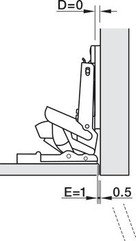 Nábytkový závěs, Häfele Metalla 510 A/SM 110°/Push 110°, plně naložená montáž, pro speciální materiály