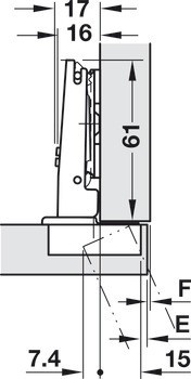 Nábytkový závěs, Häfele Metalla 510 A/SM 120°, plně naložená montáž