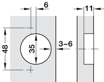 Nábytkový závěs, Häfele Metalla 510 A/SM 120°, pro –45° rohové aplikace
