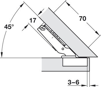 Nábytkový závěs, Häfele Metalla 510 A/SM 120°, pro –45° rohové aplikace