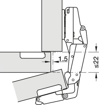 Nábytkový závěs, Häfele Metalla 510 A/SM 155°, polonaložená montáž/oboustranná montáž