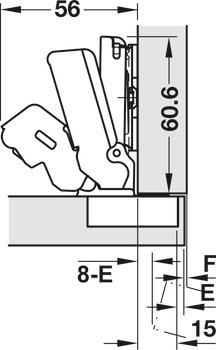 Nábytkový závěs, Häfele Metalla 510 A/SM 165°, plně naložená montáž