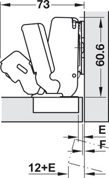 Nábytkový závěs, Häfele Metalla 510 A/SM 165°, vložená montáž