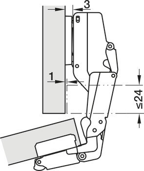 Nábytkový závěs, Häfele Metalla 510 A/SM 165°, vložená montáž