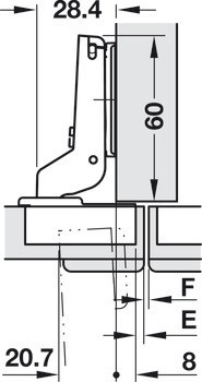 Nábytkový závěs, Häfele Metalla 510 A/SM 94°, pro dřevěné dveře do 40 mm, polonaložená montáž/oboustranná montáž