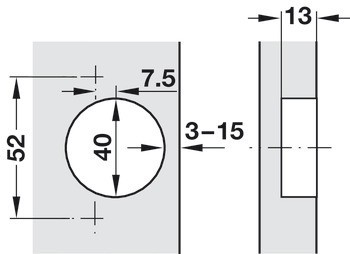Nábytkový závěs, Häfele Metalla 510 A/SM 94°, pro dřevěné dveře do 40 mm, polonaložená montáž/oboustranná montáž