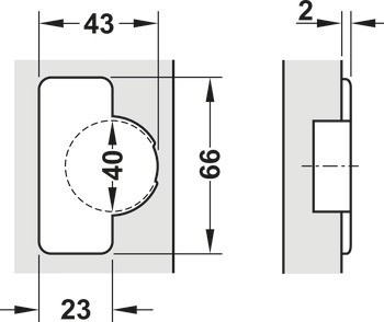 Nábytkový závěs, Häfele Metalla 510 A/SM 94°, pro dřevěné dveře do 40 mm, polonaložená montáž/oboustranná montáž