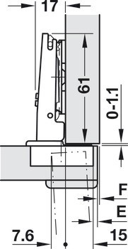 Nábytkový závěs, Häfele Metalla 510 A/SM 94°, pro tlusté dveře a profilové dveře do 35 mm, plně naložená montáž