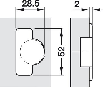 Nábytkový závěs, Häfele Metalla 510 Mini A/SM 94°, polonaložená montáž/oboustranná montáž
