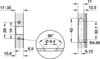 Nábytkový závěs, Häfele Metalla 510 Push A/SM 105°, vložená montáž