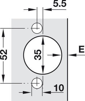 Nábytkový závěs, Häfele Metalla 510 Push A/SM 110°, vložená montáž