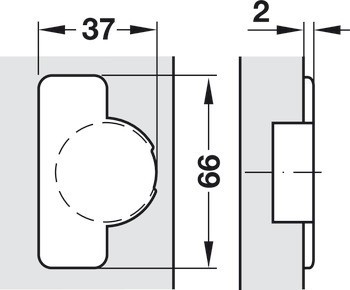 Nábytkový závěs, Häfele Metalla 510 push A/SM 165°, polonaložená montáž/oboustranná montáž