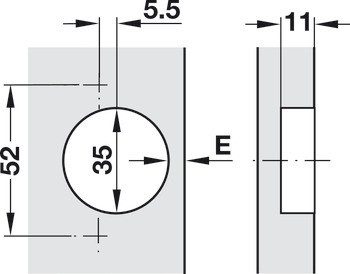 Nábytkový závěs, Häfele Metalla 510 push A/SM 165°, polonaložená montáž/oboustranná montáž