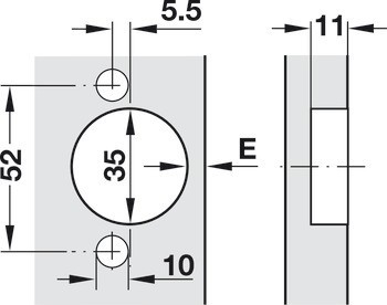 Nábytkový závěs, Häfele Metalla 510 push A/SM 165°, polonaložená montáž/oboustranná montáž