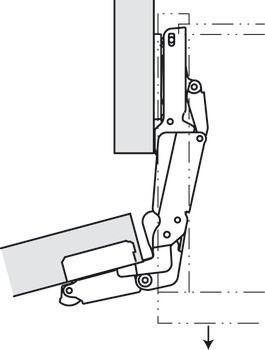 Nábytkový závěs, Häfele Metalla 510 push A/SM 165°, polonaložená montáž/oboustranná montáž