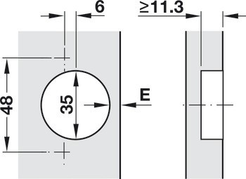 Nábytkový závěs, Häfele Metalla A 110°, polonaložená montáž/oboustranná montáž