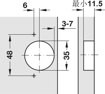 Nábytkový závěs, Häfele Metalla A 110°, polonaložená montáž/oboustranná montáž
