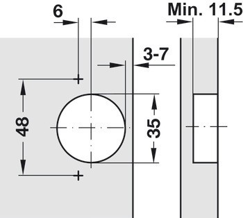 Nábytkový závěs, Häfele Metalla A 110°, polonaložená montáž/oboustranná montáž