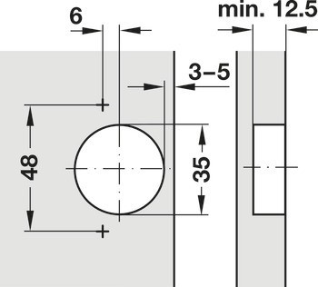 Nábytkový závěs, Häfele Metalla A 110°, polonaložená montáž/oboustranná montáž