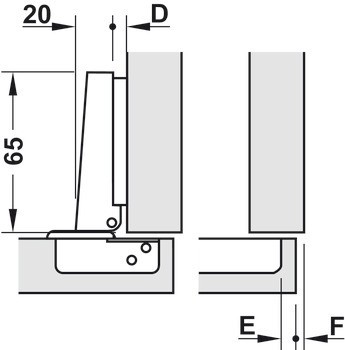 Nábytkový závěs, Häfele Metalla SM Combi 110°, plně naložená montáž