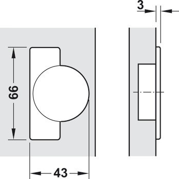 Nábytkový závěs, Häfele Metallamat A/SM 92°, polonaložená montáž/oboustranná montáž